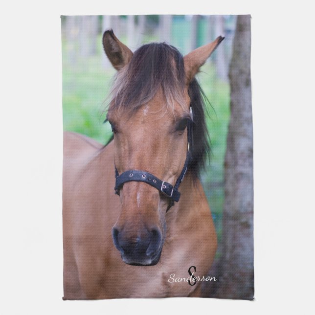 Norwegian Fjord Horse Kitchen tea towel (Vertical)