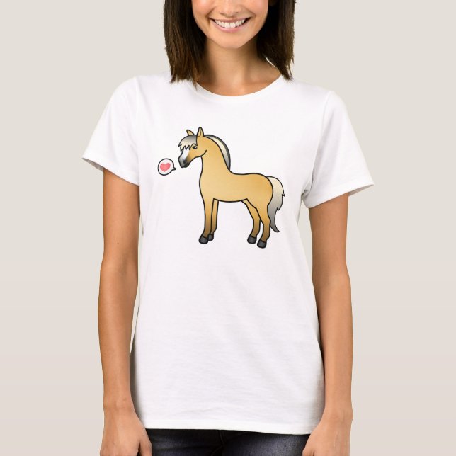 Norwegian Fjord Horse Love Illustrated Drawing T-Shirt (Front)
