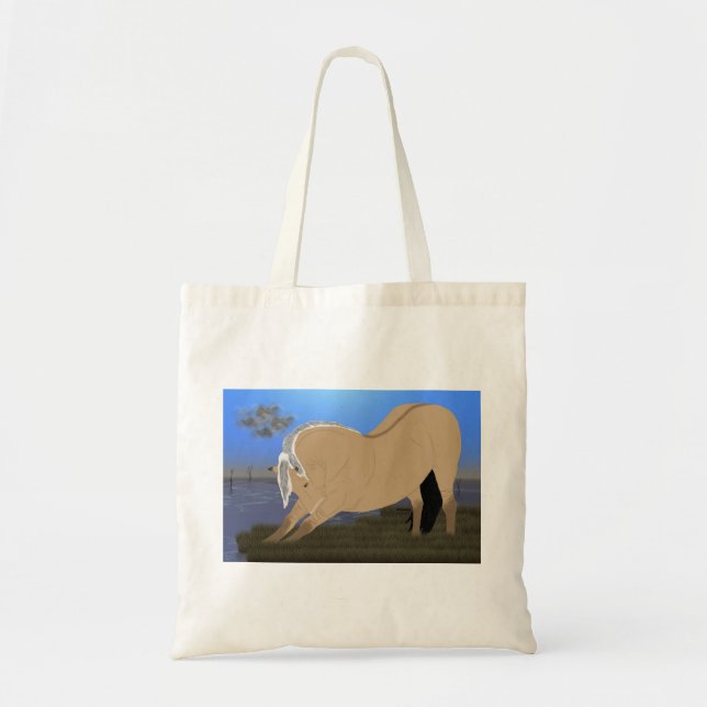 Norwegian Fjord Horse Stretching Tote Bag (Front)
