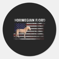 Norwegian Fjord Horse With Us American Flag