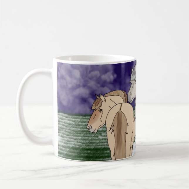 Norwegian Fjord Horses Coffee Mug (Left)