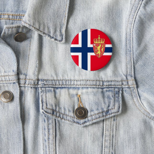 Norwegian flag 6 cm round badge (In Situ)