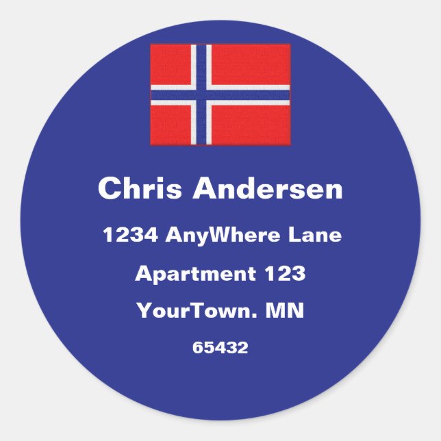 Norwegian Flag Address Label (Front)