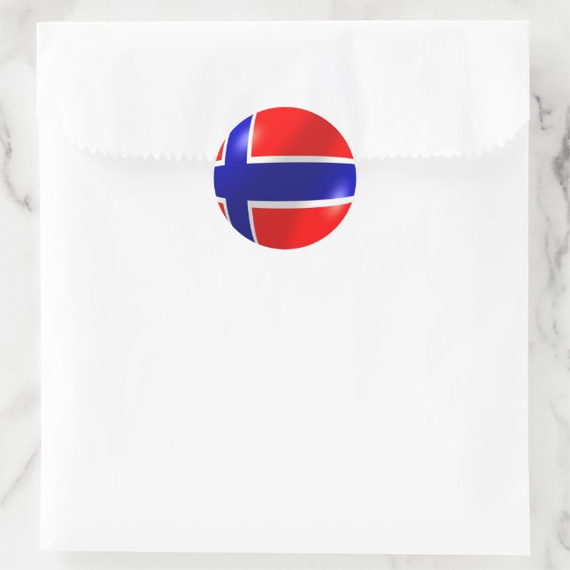 Norwegian Flag Classic Round Sticker (Bag)