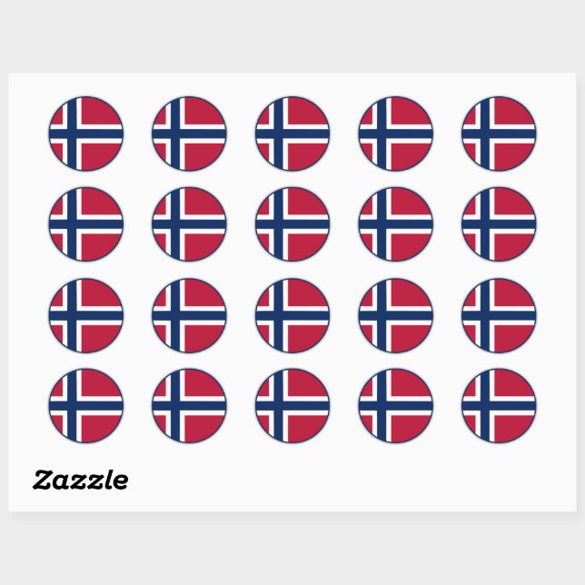 Norwegian Flag Classic Round Sticker (Sheet)