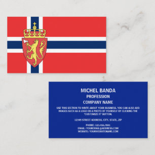 Norwegian Flag & Coat of Arms, Flag of Norway Business Card