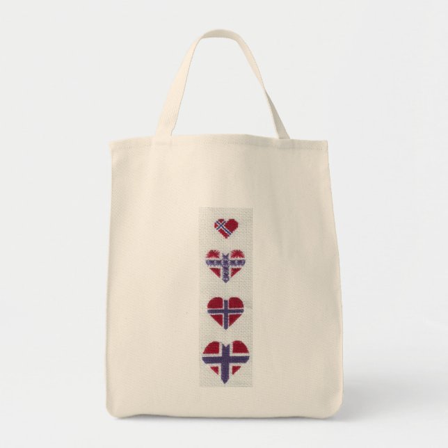 Norwegian Flag Heart Cross Stitch Nordic Norway Hj Tote Bag (Front)