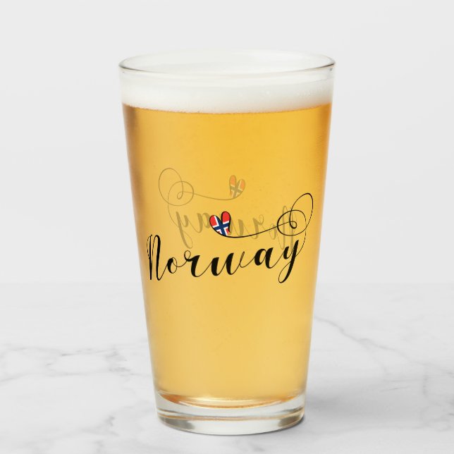 Norwegian Flag Heart Design, Norway Glass (Back Filled)