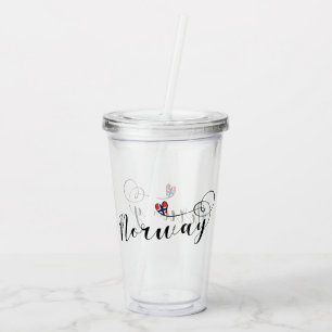 Norwegian Flag Heart, Norway Acrylic Tumbler