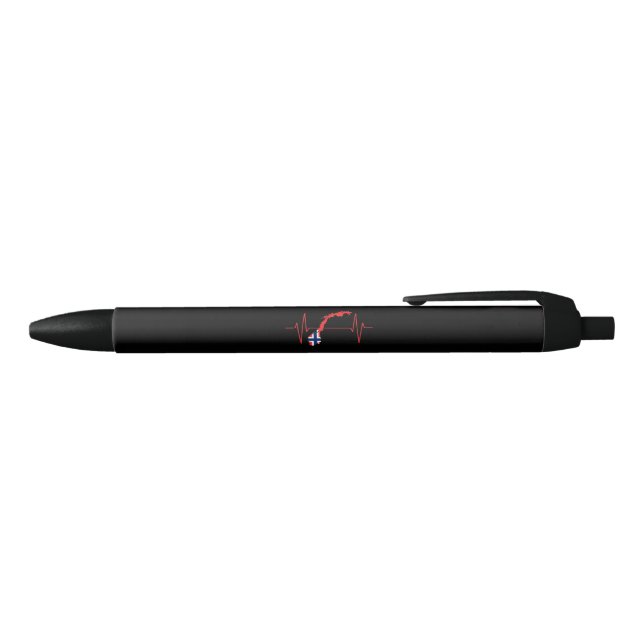 Norwegian Flag Heartbeat Black Ink Pen (Top)