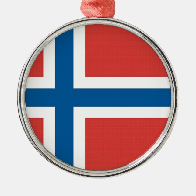 Norwegian Flag Metal Tree Decoration (Front)