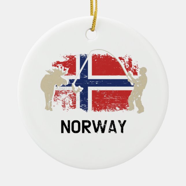Norwegian Flag Norway Flag Ceramic Tree Decoration (Front)