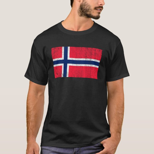 Norwegian Flag Norway Flag Country Of Norway Vinta T-Shirt (Front)