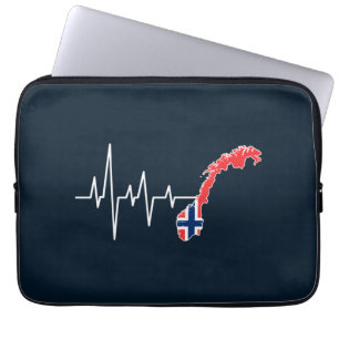 Norwegian Flag Norway Flag Norge Heartbeat  Laptop Sleeve
