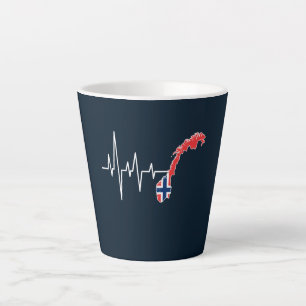 Norwegian Flag Norway Flag Norge Heartbeat Latte Mug