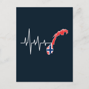 Norwegian Flag Norway Flag Norge Heartbeat Postcard