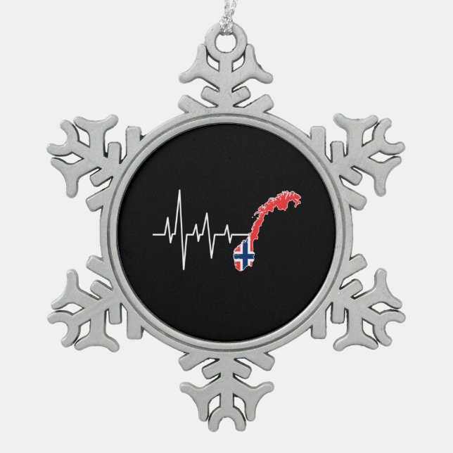 Norwegian Flag Norway Flag Snowflake Pewter Christmas Ornament (Front)