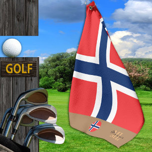 Norwegian flag & Norway, monogrammed / Golf Towel