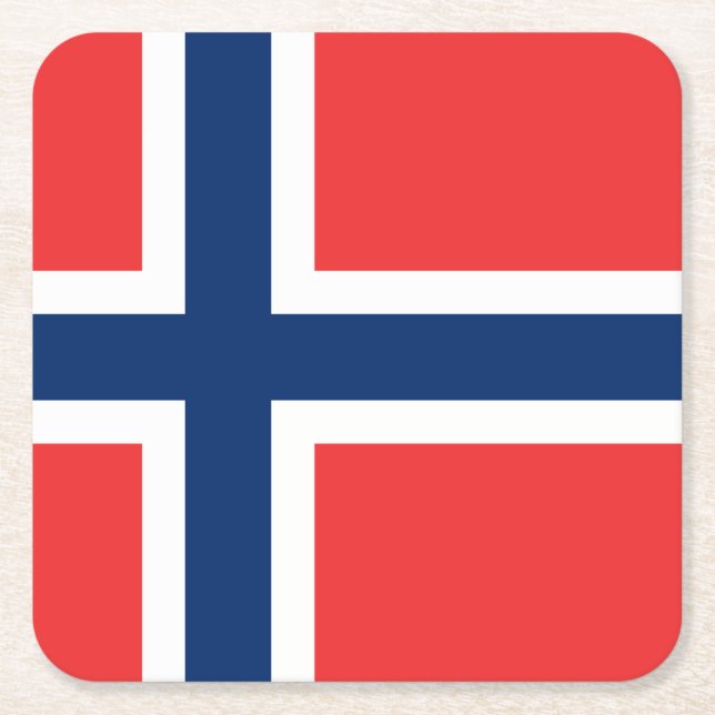 Norwegian flag of Norway paper drink coasters (Front)