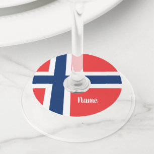 Norwegian flag of Norway personalised Wine Glass Tag