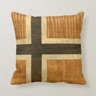 Norwegian Flag Wood Norsk Flagg - kongeriket Norge Cushion