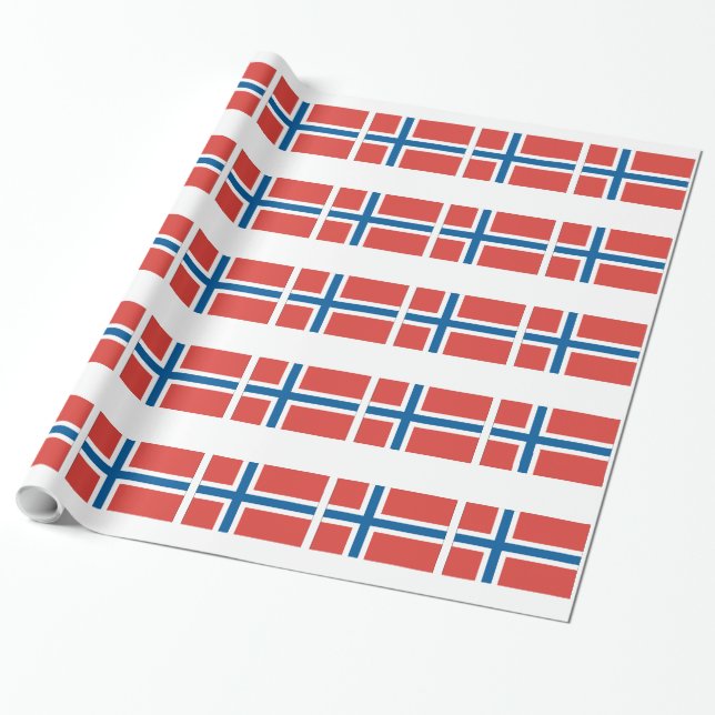 Norwegian Flag Wrapping Paper (Unrolled)