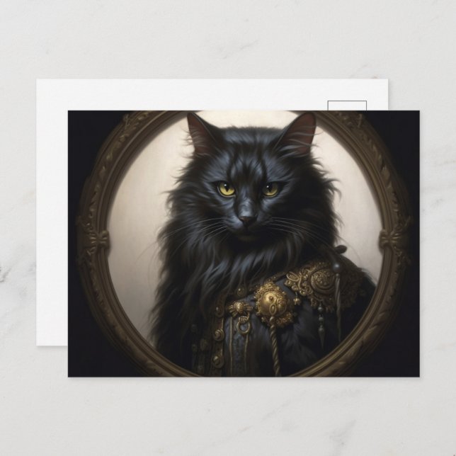 Norwegian Forest black Cat Postcard (Front/Back)