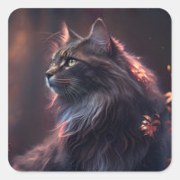 Norwegian Forest Cat Art Sticker