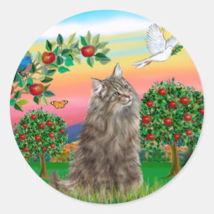 Norwegian Forest Cat - Bright Country Classic Round Sticker