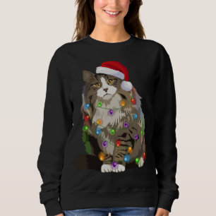 Norwegian Forest Cat Christmas Lights Xmas Cat Lov Sweatshirt