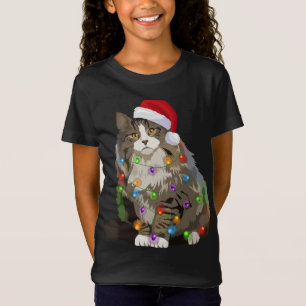 Norwegian Forest Cat Christmas Lights Xmas Cat Lov T-Shirt
