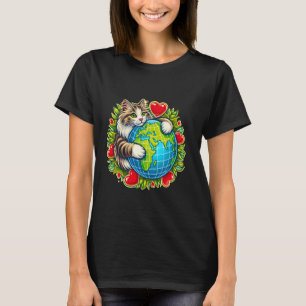 Norwegian Forest Cat Earth Day Hug Love Owner Plan T-Shirt