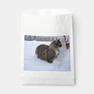 norwegian forest cat in snow favour bags