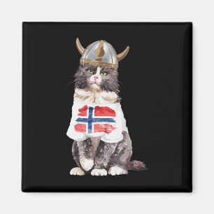 Norwegian Forest Cat Norway Flag  Magnet