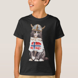Norwegian Forest Cat Norway Flag  T-Shirt