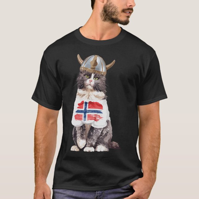 Norwegian Forest Cat Norway Flag  T-Shirt (Front)
