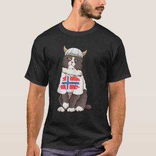 Norwegian Forest Cat Norway Flag Viking Cat Scandi T-Shirt