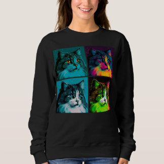 Norwegian Forest Cat Pop Illustration Colorful  5 Sweatshirt