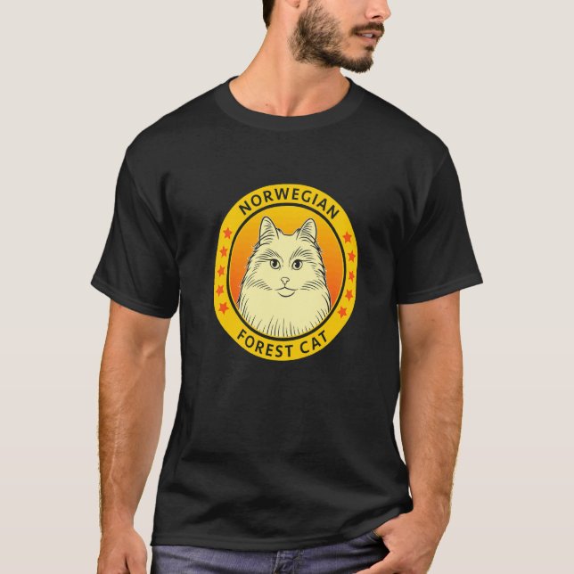 Norwegian Forest Cat Portrait T-Shirt (Front)