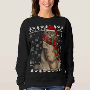 Norwegian Forest Cat Santa Hat Xmas Ugly Christmas Sweatshirt