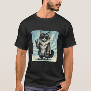 Norwegian Forest Cat Sunglasses Rock Music Funny R T-Shirt