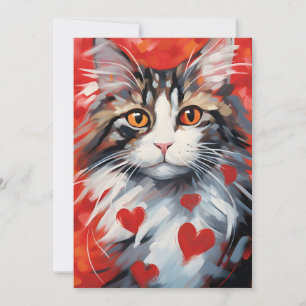 Norwegian Forest Cat Valentine's day Holiday Card