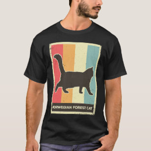 Norwegian Forest Cat  Vintage Retro Poster Animal T-Shirt