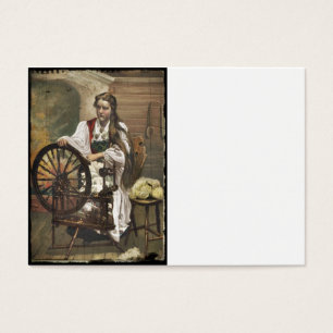 Norwegian Girl a Spinning Wheel
