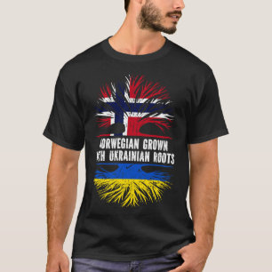 Norwegian Grown with Ukrainian Roots Flag T-Shirt