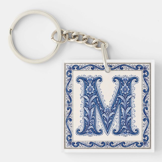 Norwegian Heritage M Monogram - Blue Key Ring (Front)