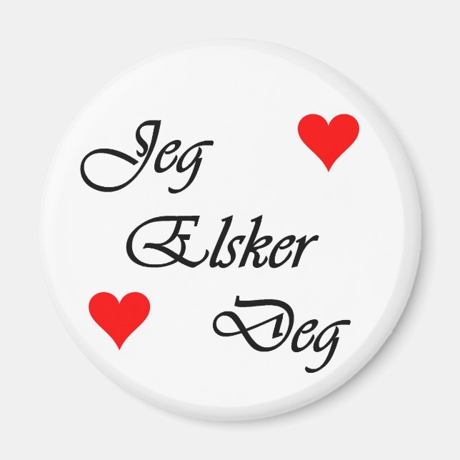 Norwegian "I love you" Norsk "Jeg Elsker Deg" Magnet (Front)