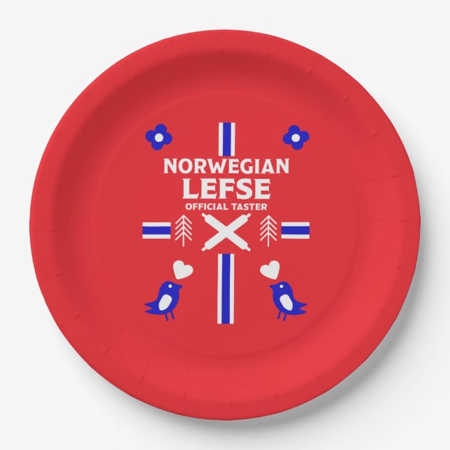 Norwegian Lefse Flatbread Apron Paper Plate (Front)
