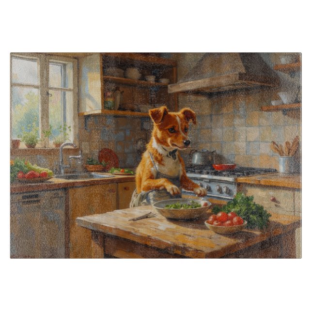 Norwegian Lundehund Cooking in Kitchen Cutting Board (Front)