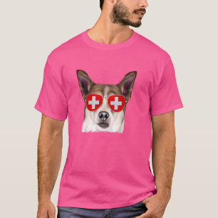 Norwegian Lundehund Dog Switzerland Flag Sunglasse T-Shirt
